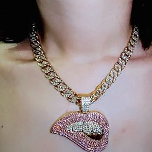 Bite Me crystal Cuban chain with removable pendant